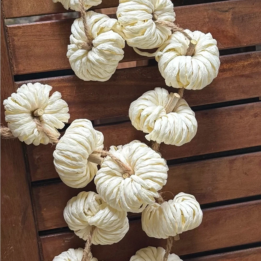 Ridgefield Home 6ft Pumpkin Garland Raffia Fall Farmhouse Decor